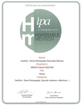 certificado HONNE STREET PHOTOGRAPHY, SPECIALS (SHADOWS REFLECTIONS...)